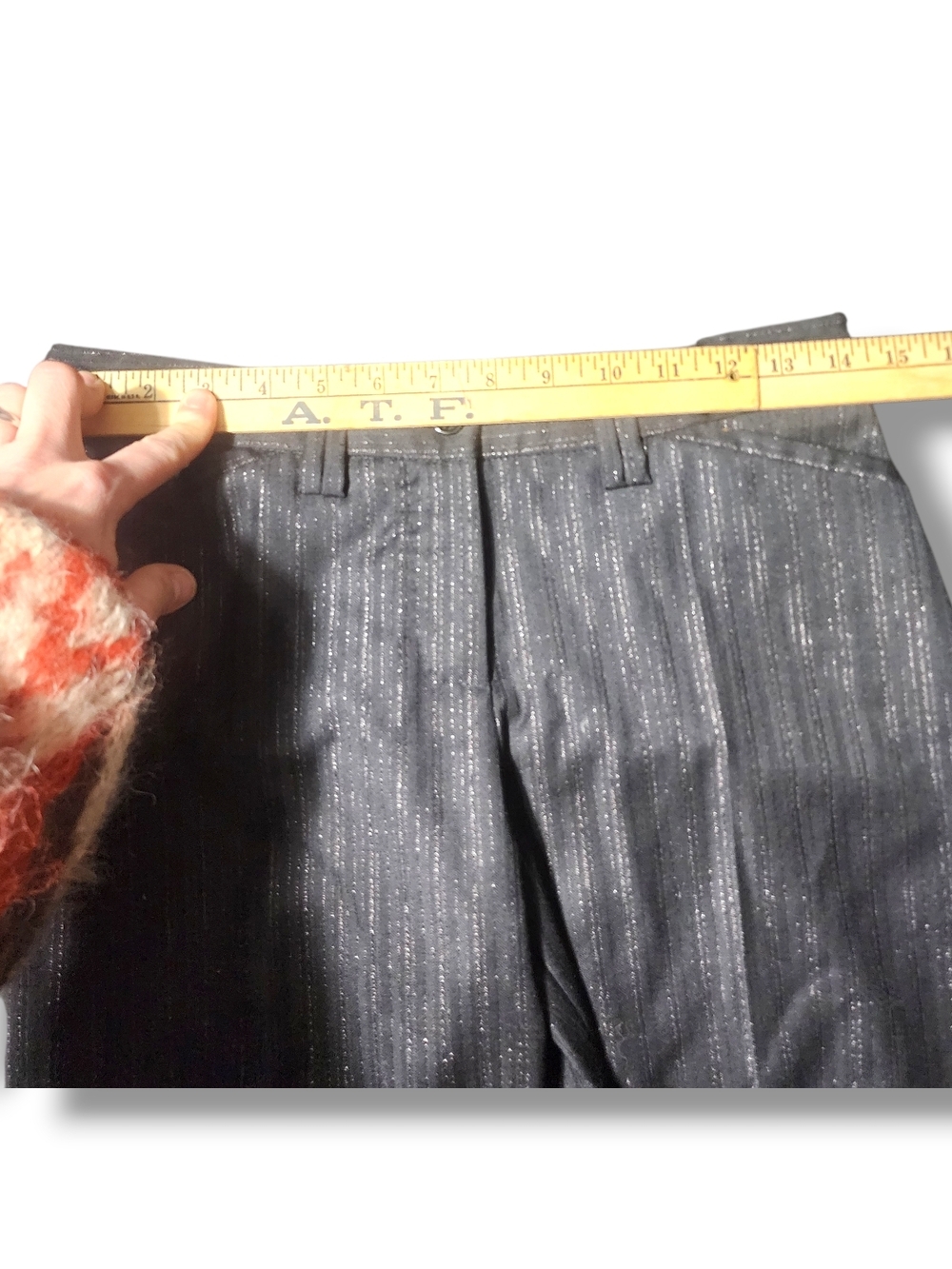 Dolce & Gabbana Dress Pants Metallic Silver Pinstripe Wide Leg Pants Y2K Vintage - Picture 6 of 15